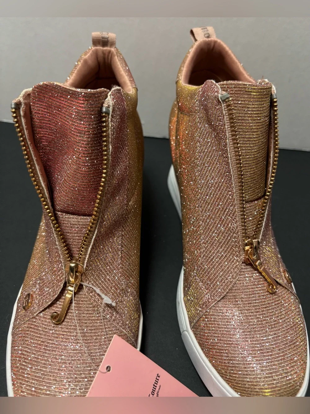 Juicy Couture JC-Joanz Blush Glitter Wedge Sneakers NWT 8.5